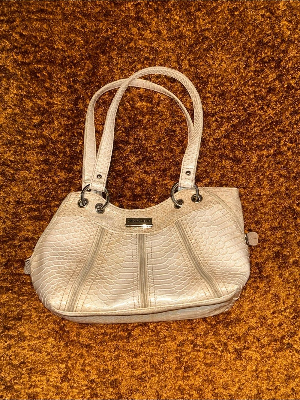 Cream Textured Tote Handbag - Women's Fashion Shoulder Bag